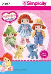 2387  SIMPLICITY 16'' RAGGEDY ANN & ME, 8'' DOG, CAT  6 LOOKS PATTERN